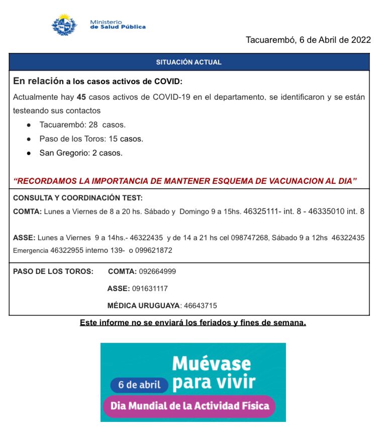 Informe Covid Tacuarembo