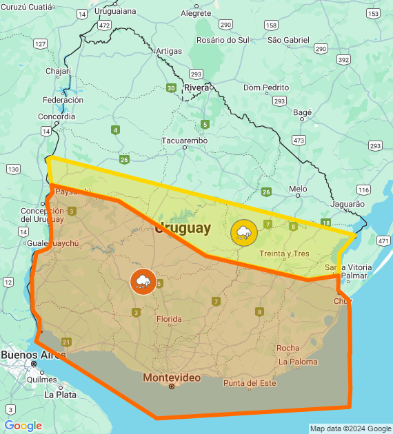 Alertas Naranja y Amarilla por Tormentas Fuertes y lluvias intensas 